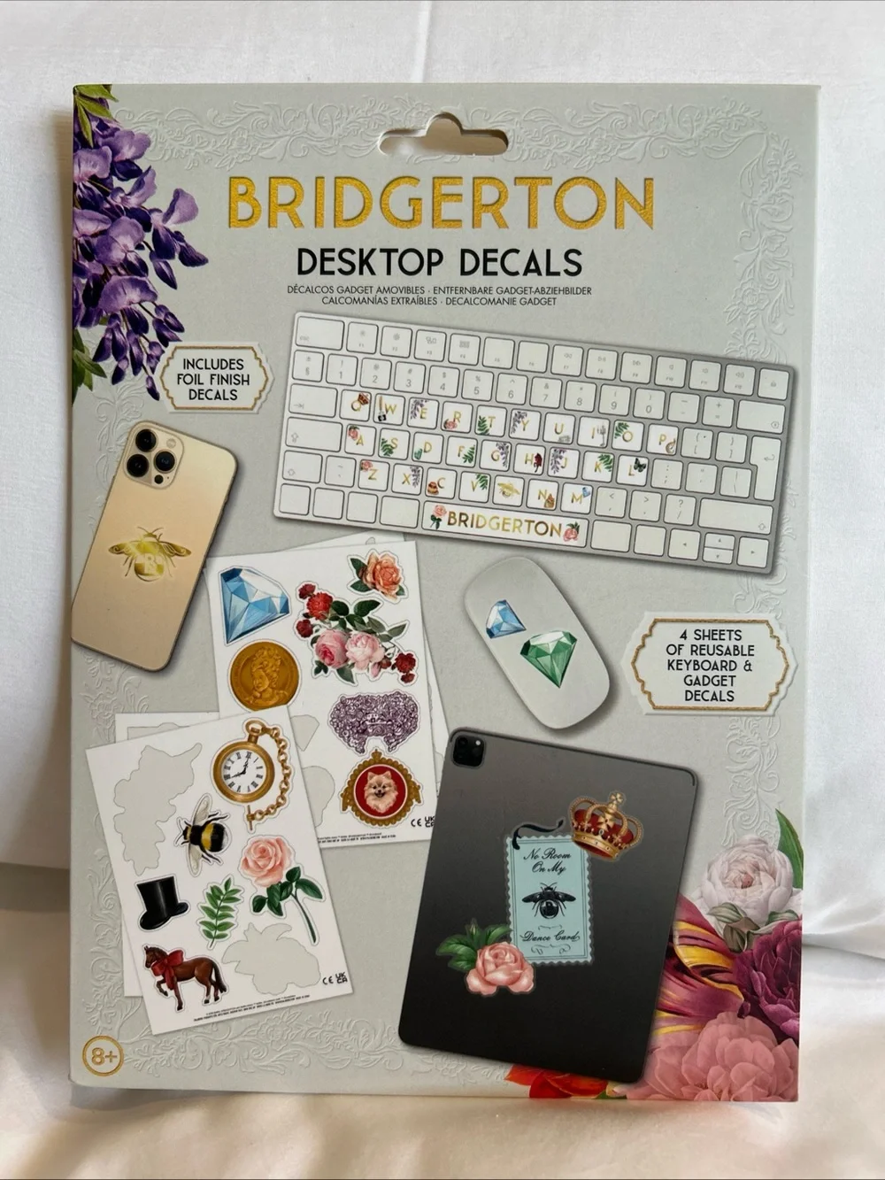 Bridgerton Desk Top Decals - Floral & Gold Accent Stickers